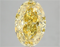 Picture of Lab Grown Diamond 5.02 Carats, Oval with  Cut, Fancy Vivid Yellow Color, VS2 Clarity and Certified by IGI