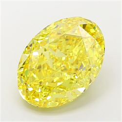 Picture of Lab Grown Diamond 8.01 Carats, Oval with  Cut, Fancy Vivid Yellow Color, VS1 Clarity and Certified by IGI