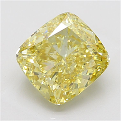 Picture of Lab Grown Diamond 6.52 Carats, CUSHION MODIFIED with  Cut, Fancy Intense Yellow Color, VS2 Clarity and Certified by IGI