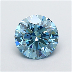 Picture of Lab Grown Diamond 2.10 Carats, Round with Ideal Cut, Fancy Vivid Blue Color, VS1 Clarity and Certified by IGI