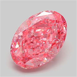 Picture of Lab Grown Diamond 3.11 Carats, Oval with  Cut, Fancy Vivid Pink Color, VS1 Clarity and Certified by IGI