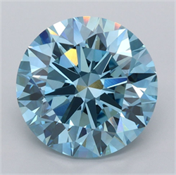 Picture of Lab Grown Diamond 4.99 Carats, Round with Ideal Cut, Fancy Vivid Blue Color, VVS2 Clarity and Certified by IGI