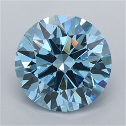 Picture of Lab Grown Diamond 2.89 Carats, Round with Ideal Cut, Fancy Vivid Blue Color, VVS2 Clarity and Certified by IGI