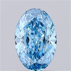 Picture of Lab Grown Diamond 1.31 Carats, Oval with  Cut, Fancy Vivid Blue Color, VVS1 Clarity and Certified by IGI
