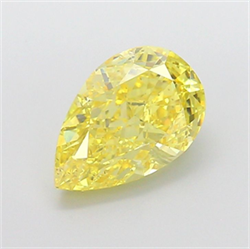 Picture of Lab Grown Diamond 4.21 Carats, Pear with  Cut, Fancy Vivid Yellow Color, VS2 Clarity and Certified by IGI