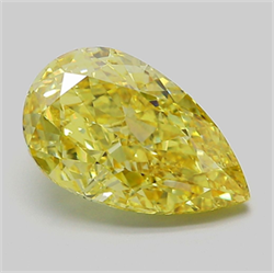 Picture of Lab Grown Diamond 4.06 Carats, Pear with  Cut, Fancy Vivid Yellow Color, VS2 Clarity and Certified by IGI