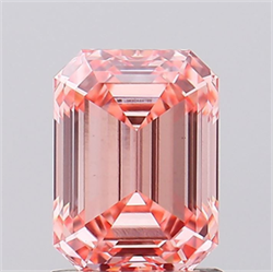 Picture of Lab Grown Diamond 1.24 Carats, Emerald with  Cut, Fancy Intense Pink Color, VS1 Clarity and Certified by IGI