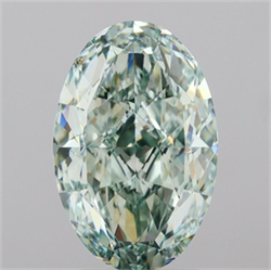 Picture of Lab Grown Diamond 3.51 Carats, Oval with  Cut, Fancy Intense Green Color, VVS2 Clarity and Certified by IGI