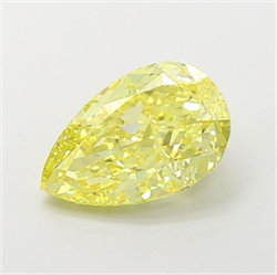 Picture of Lab Grown Diamond 3.31 Carats, Pear with  Cut, Fancy Intense Yellow Color, VVS2 Clarity and Certified by IGI