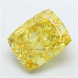 Picture of Lab Grown Diamond 8.10 Carats, CUSHION MODIFIED with  Cut, Fancy Vivid Yellow Color, VVS2 Clarity and Certified by IGI