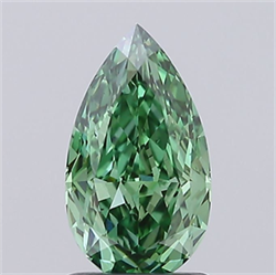 Picture of Lab Grown Diamond 1.55 Carats, Pear with  Cut, Fancy Vivid Green Color, VS1 Clarity and Certified by IGI