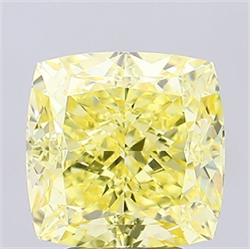 Picture of Lab Grown Diamond 4.02 Carats, CUSHION MODIFIED with  Cut, Fancy Vivid Yellow Color, VS1 Clarity and Certified by IGI