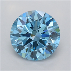 Picture of Lab Grown Diamond 1.56 Carats, Round with Ideal Cut, Fancy Vivid Blue Color, VVS2 Clarity and Certified by IGI
