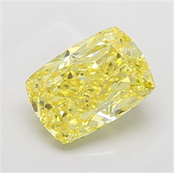 Picture of Lab Grown Diamond 3.07 Carats, CUSHION MODIFIED with  Cut, Fancy Vivid Yellow Color, VS1 Clarity and Certified by IGI