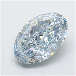 Picture of Lab Grown Diamond 3.05 Carats, Oval with  Cut, Fancy Intense Blue Color, VVS2 Clarity and Certified by IGI