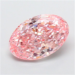 Picture of Lab Grown Diamond 1.95 Carats, Oval with  Cut, Fancy Vivid Pink Color, VVS2 Clarity and Certified by IGI