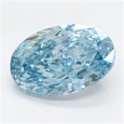 Picture of Lab Grown Diamond 2.88 Carats, Oval with  Cut, Fancy Vivid Blue Color, VS1 Clarity and Certified by IGI
