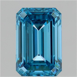 Picture of Lab Grown Diamond 3.01 Carats, Emerald with  Cut, Fancy Vivid Blue Color, VS1 Clarity and Certified by IGI