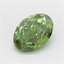Picture of Lab Grown Diamond 3.17 Carats, Oval with  Cut, Fancy Vivid Green Color, VVS1 Clarity and Certified by IGI