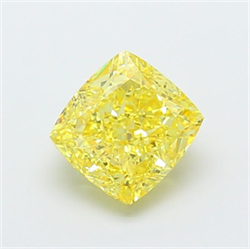 Picture of Lab Grown Diamond 4.51 Carats, CUSHION MODIFIED with  Cut, Fancy Vivid Yellow Color, VS1 Clarity and Certified by IGI
