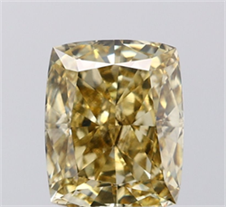 Picture of Lab Grown Diamond 4.13 Carats, CUSHION MODIFIED with  Cut, Fancy Intense Yellow Color, VS2 Clarity and Certified by IGI