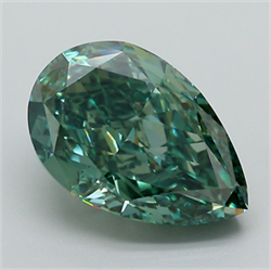 Picture of Lab Grown Diamond 5.27 Carats, Pear with  Cut, Fancy Vivid Green Color, VVS2 Clarity and Certified by IGI