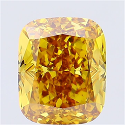 Picture of Lab Grown Diamond 10.06 Carats, Cushion with  Cut, Fancy Vivid Yellow Color, VVS2 Clarity and Certified by IGI