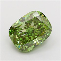 Picture of Lab Grown Diamond 3.01 Carats, CUSHION MODIFIED with  Cut, Fancy Vivid Green Color, VVS2 Clarity and Certified by IGI