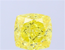 Picture of Lab Grown Diamond 3.59 Carats, CUSHION MODIFIED with  Cut, Fancy Vivid Yellow Color, VS1 Clarity and Certified by IGI
