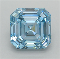 Picture of Lab Grown Diamond 2.54 Carats, Asscher with  Cut, Fancy Vivid Blue Color, VVS1 Clarity and Certified by IGI