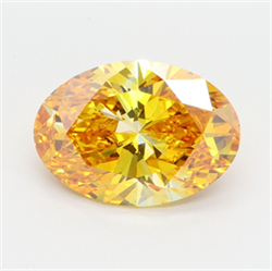 Picture of Lab Grown Diamond 3.28 Carats, Oval with  Cut, Fancy Vivid Yellow Color, VVS2 Clarity and Certified by IGI