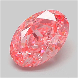 Picture of Lab Grown Diamond 2.10 Carats, Oval with  Cut, Fancy Vivid Pink Color, VVS2 Clarity and Certified by IGI