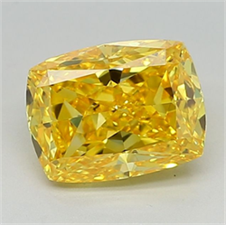 Picture of Lab Grown Diamond 1.51 Carats, CUSHION MODIFIED with  Cut, Fancy Vivid Yellow Color, VS1 Clarity and Certified by IGI