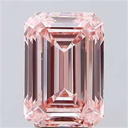 Picture of Lab Grown Diamond 7.05 Carats, Emerald with  Cut, Fancy Vivid Pink Color, VS2 Clarity and Certified by IGI