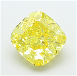 Picture of Lab Grown Diamond 4.54 Carats, CUSHION MODIFIED with  Cut, Fancy Intense Yellow Color, VS1 Clarity and Certified by IGI