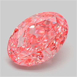 Picture of Lab Grown Diamond 3.04 Carats, Oval with  Cut, Fancy Vivid Pink Color, VVS2 Clarity and Certified by IGI