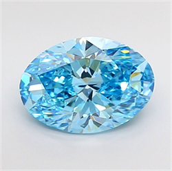 Picture of Lab Grown Diamond 3.03 Carats, Oval with  Cut, Fancy Vivid Blue Color, VVS1 Clarity and Certified by IGI