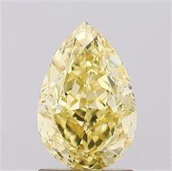 Picture of Lab Grown Diamond 1.50 Carats, Pear with  Cut, Fancy Intense Yellow Color, VVS2 Clarity and Certified by IGI