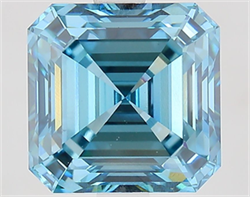 Picture of Lab Grown Diamond 3.10 Carats, Asscher with  Cut, Fancy Vivid Blue Color, VS1 Clarity and Certified by IGI