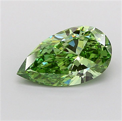 Picture of Lab Grown Diamond 1.52 Carats, Pear with  Cut, Fancy Vivid Green Color, VS2 Clarity and Certified by IGI