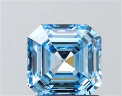 Picture of Lab Grown Diamond 1.51 Carats, Asscher with  Cut, Fancy Vivid Blue Color, VVS2 Clarity and Certified by IGI