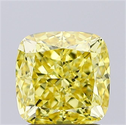 Picture of Lab Grown Diamond 1.50 Carats, CUSHION MODIFIED with  Cut, Fancy Vivid Yellow Color, VS2 Clarity and Certified by IGI