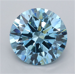 Picture of Lab Grown Diamond 3.03 Carats, Round with Ideal Cut, Fancy Vivid Blue Color, VVS2 Clarity and Certified by IGI