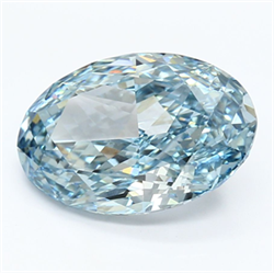 Picture of Lab Grown Diamond 5.43 Carats, Oval with  Cut, Fancy Vivid Blue Color, VS1 Clarity and Certified by IGI