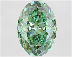 Picture of Lab Grown Diamond 4.02 Carats, Oval with  Cut, Fancy Vivid Green Color, VVS2 Clarity and Certified by IGI