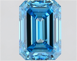 Picture of Lab Grown Diamond 1.96 Carats, Emerald with  Cut, Fancy Vivid Blue Color, VS1 Clarity and Certified by IGI
