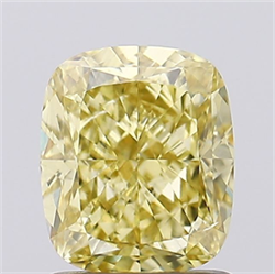 Picture of Lab Grown Diamond 1.66 Carats, CUSHION MODIFIED with  Cut, Fancy Vivid Yellow Color, VS2 Clarity and Certified by IGI