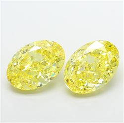 Picture of Lab Grown Diamond 6.00 Carats, Oval with  Cut, Fancy Vivid Yellow Color, VS1 Clarity and Certified by IGI