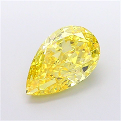 Picture of Lab Grown Diamond 3.52 Carats, Pear with  Cut, Fancy Vivid Yellow Color, VS2 Clarity and Certified by IGI