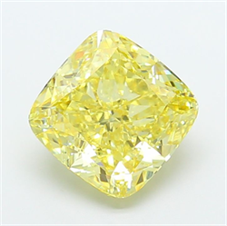 Picture of Lab Grown Diamond 5.05 Carats, CUSHION MODIFIED with  Cut, Fancy Intense Yellow Color, VS1 Clarity and Certified by IGI